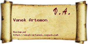Vanek Artemon névjegykártya
